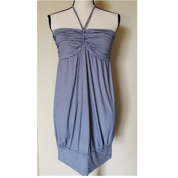 Angie Navy White Striped Halter Summer Womens Top Size Large - Picture 2 of 9